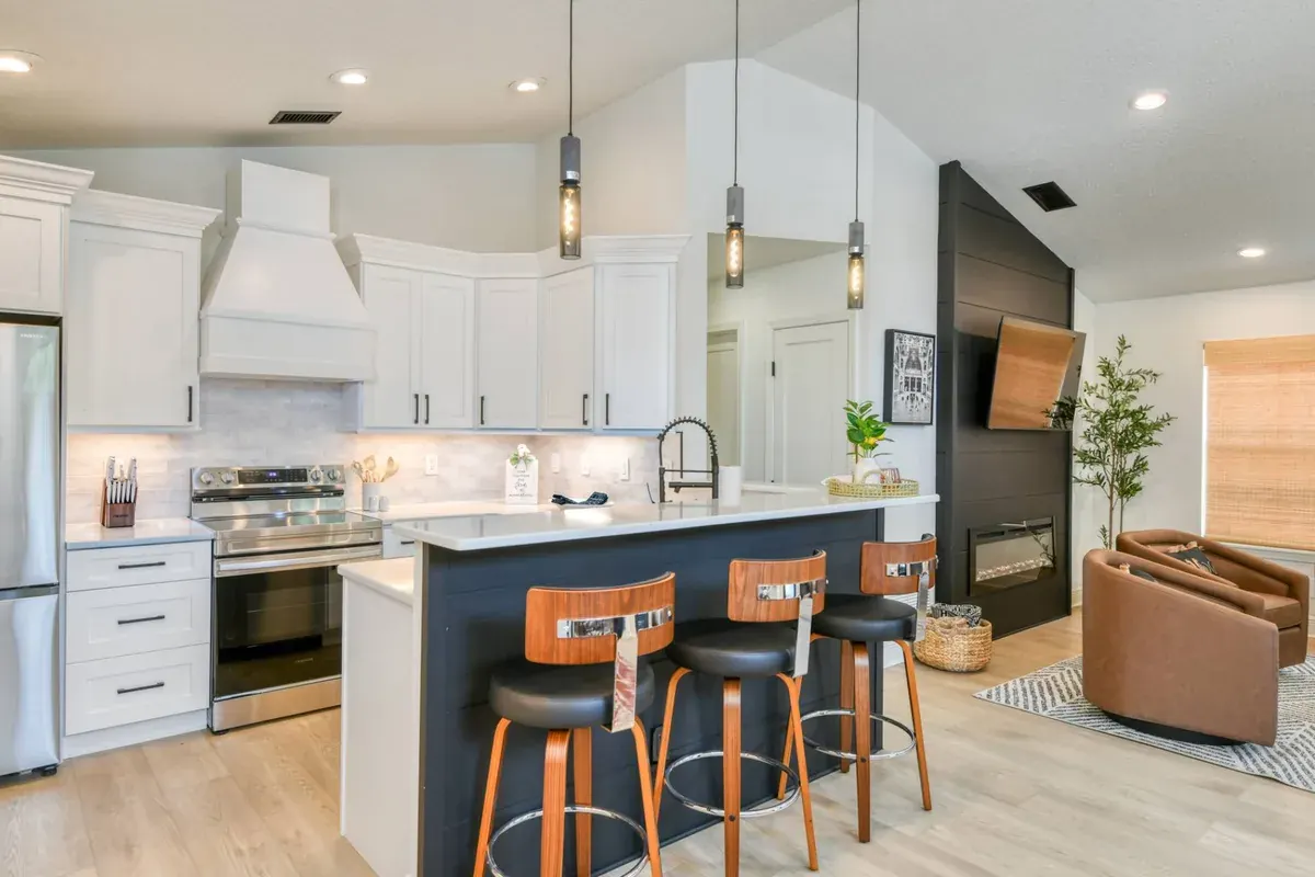 Kitchen island in a beach house rental