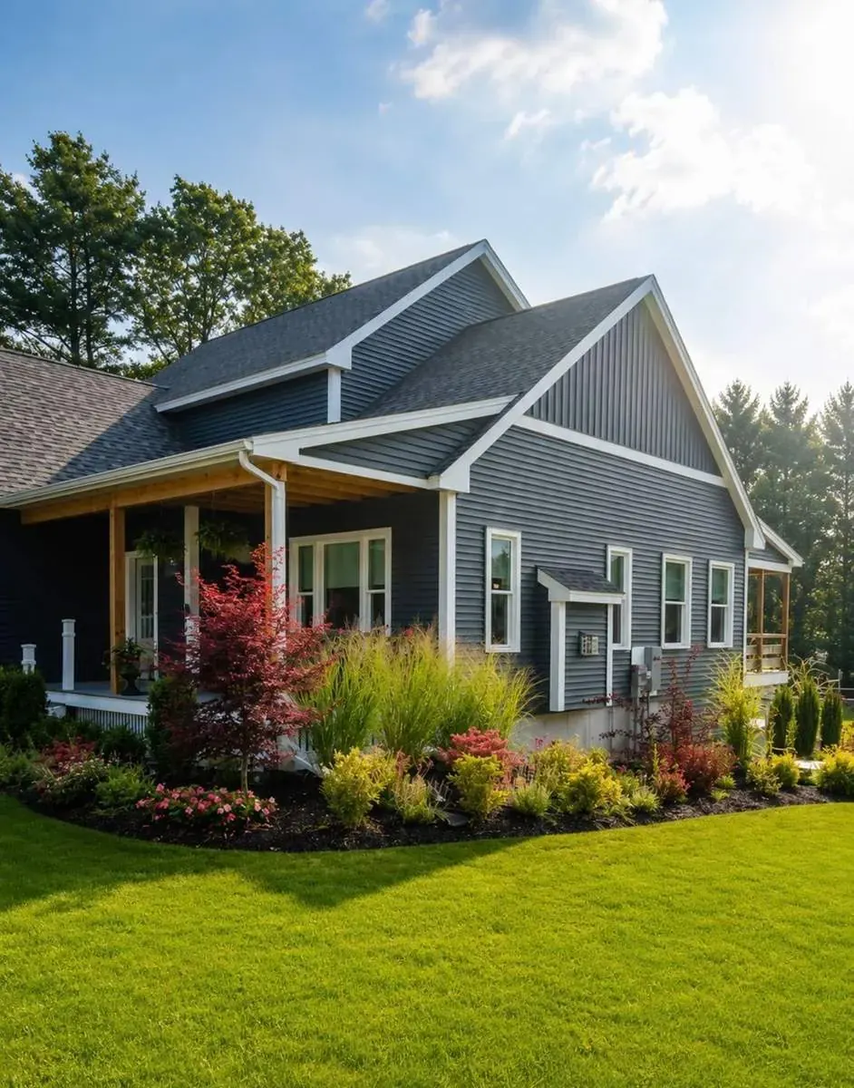 New front plantings along a covered porch